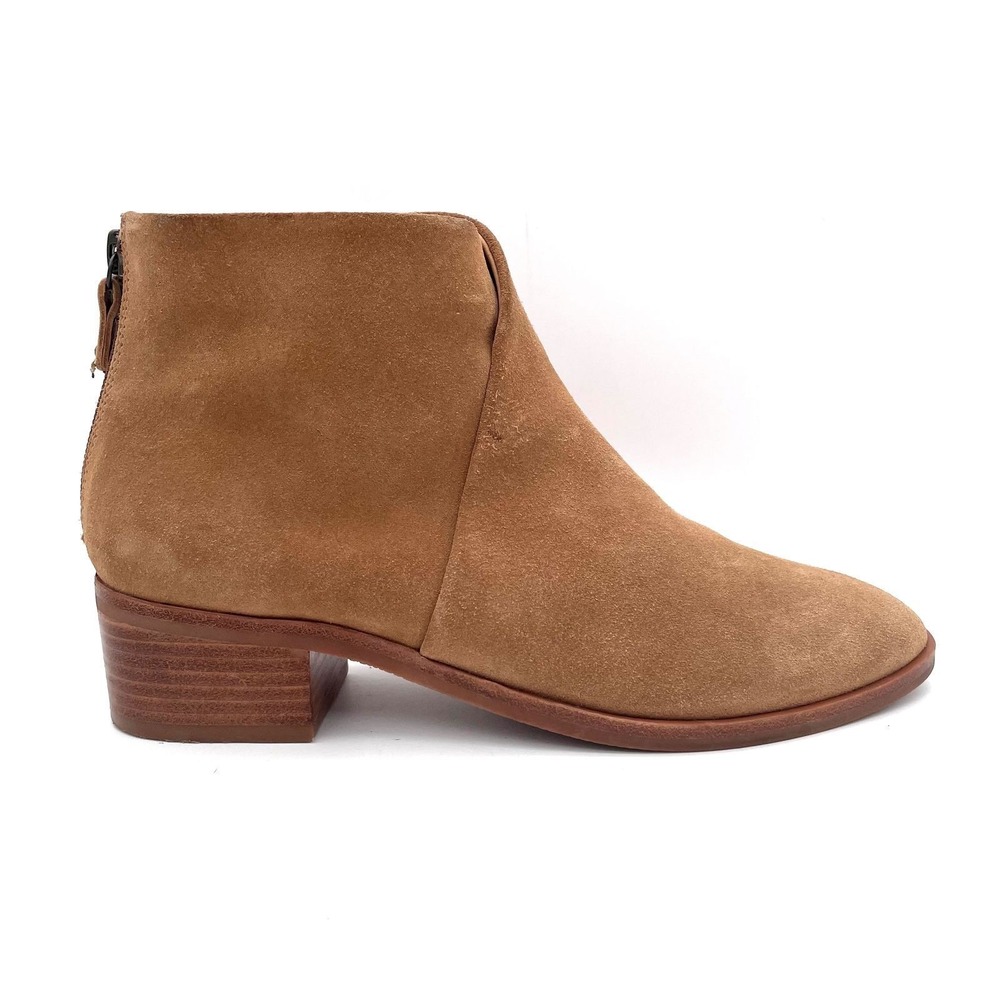 Soludos Venetian Tan Brown Suede Back Zip Ankle Booties Women's Size 7.5